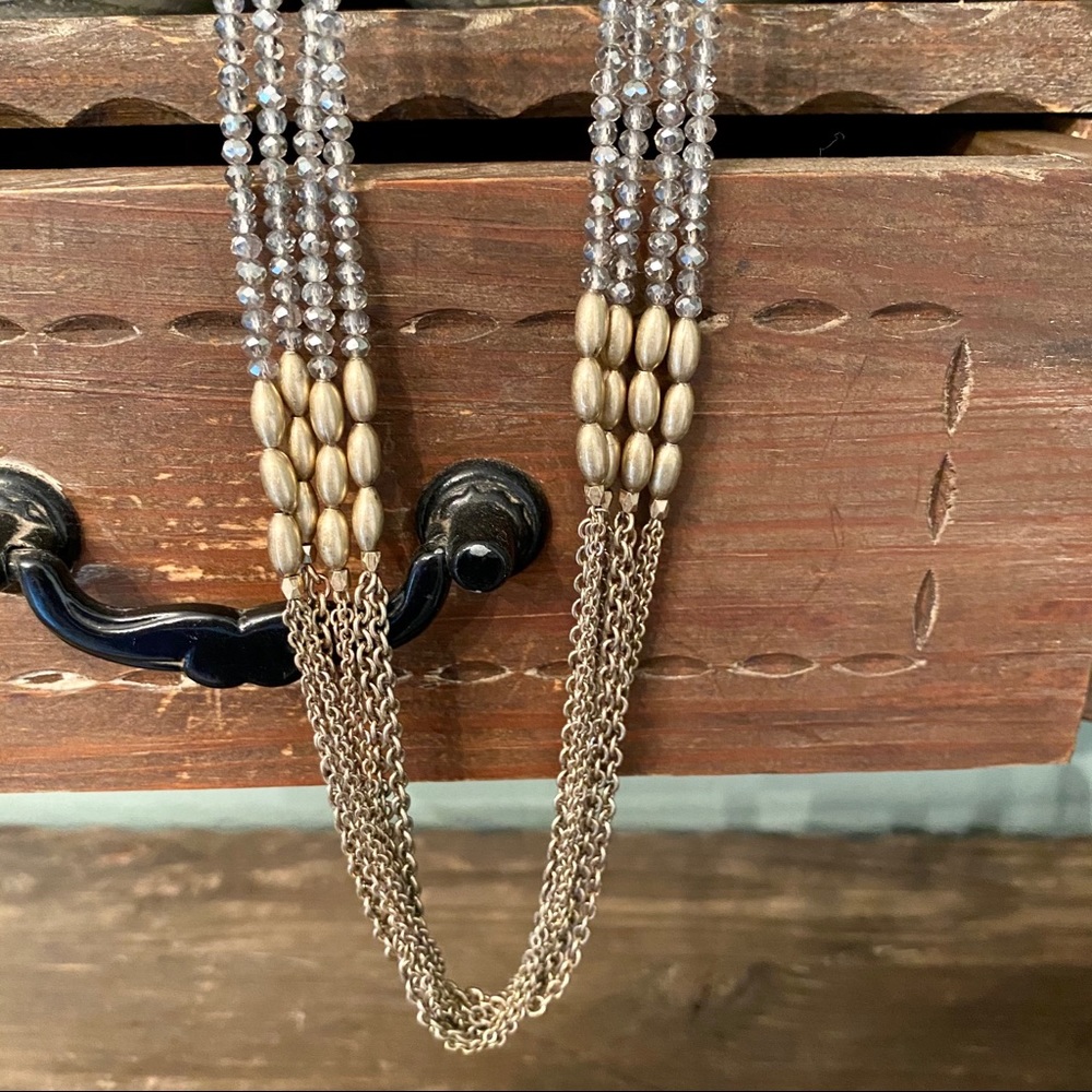 Necklace Sparkly Crystal Rhinestones gold beads